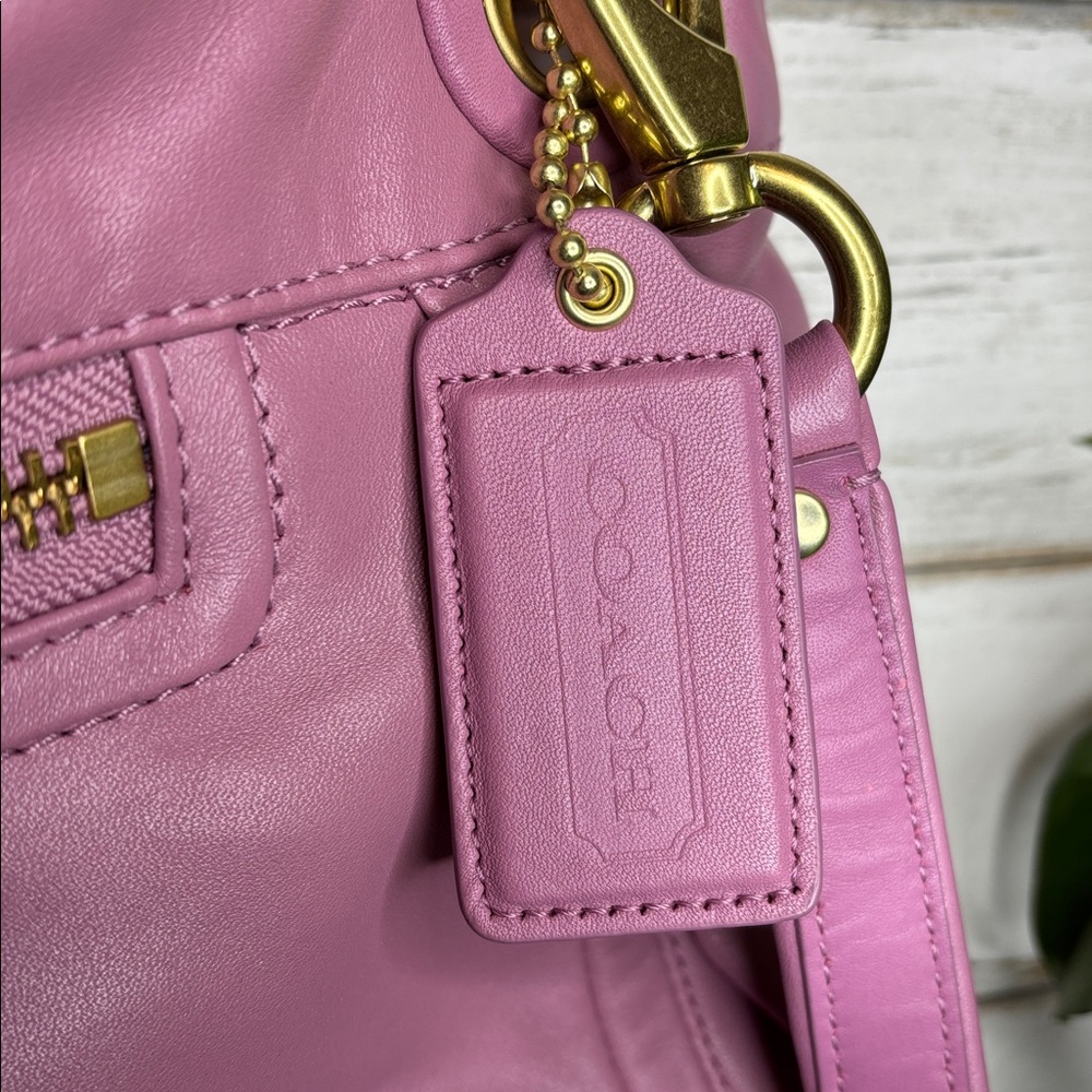 Coach Parker Lavender Leather Shoulder Bag with Gold Accents - Picture 7 of 9